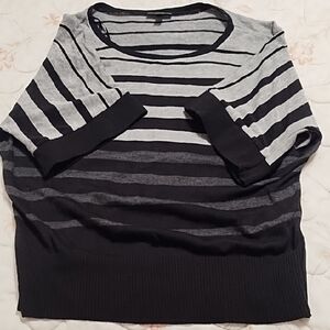 AGB Black and Gray Striped Knit Top